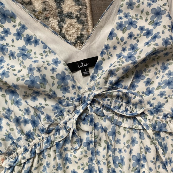 Lulus White and Blue Floral Mini Dress - Picture 4 of 6